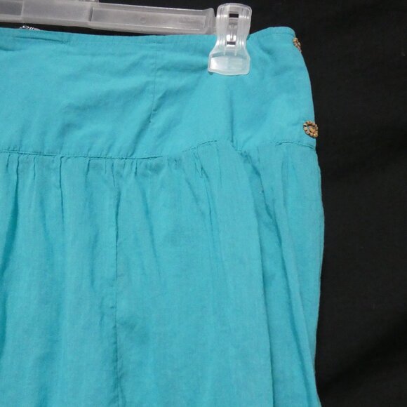 RAFAELLA | size 12 | Teal Bohemian Skirt | 100% Cotton | Zip-Up / Hook Eye Close - Picture 12 of 16